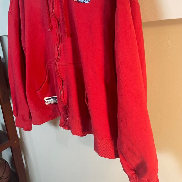 Vintage Disney Eeyore Winnie The Pooh Zip Up Hoodie Sweatsirt Red Size XL - Picture 6 of 12